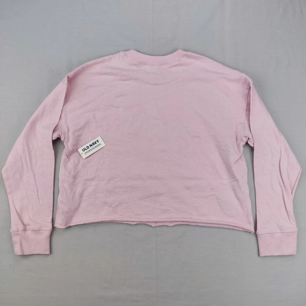 Old Navy Graphic Tee Girl XL Pink Nirvana Floral Heart Cropped Long Sleeve Shirt